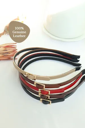 Genuine Leather Thin Belt Clip Ornament Handmade Comfy Headband(5 Colors)