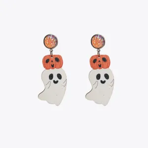 Ghost Shape Wooden Dangle Earrings