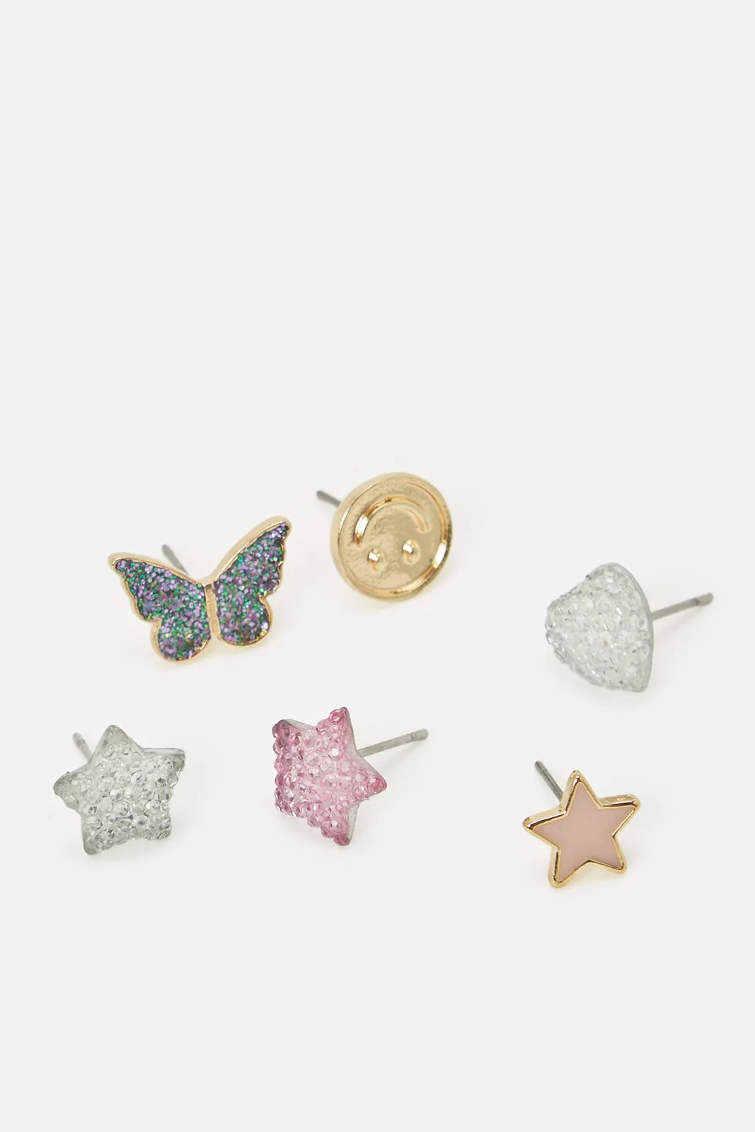 Girls Assorted Embellished Stud Set (6 Pair)