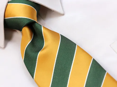 Gold and Green Striped Necktie