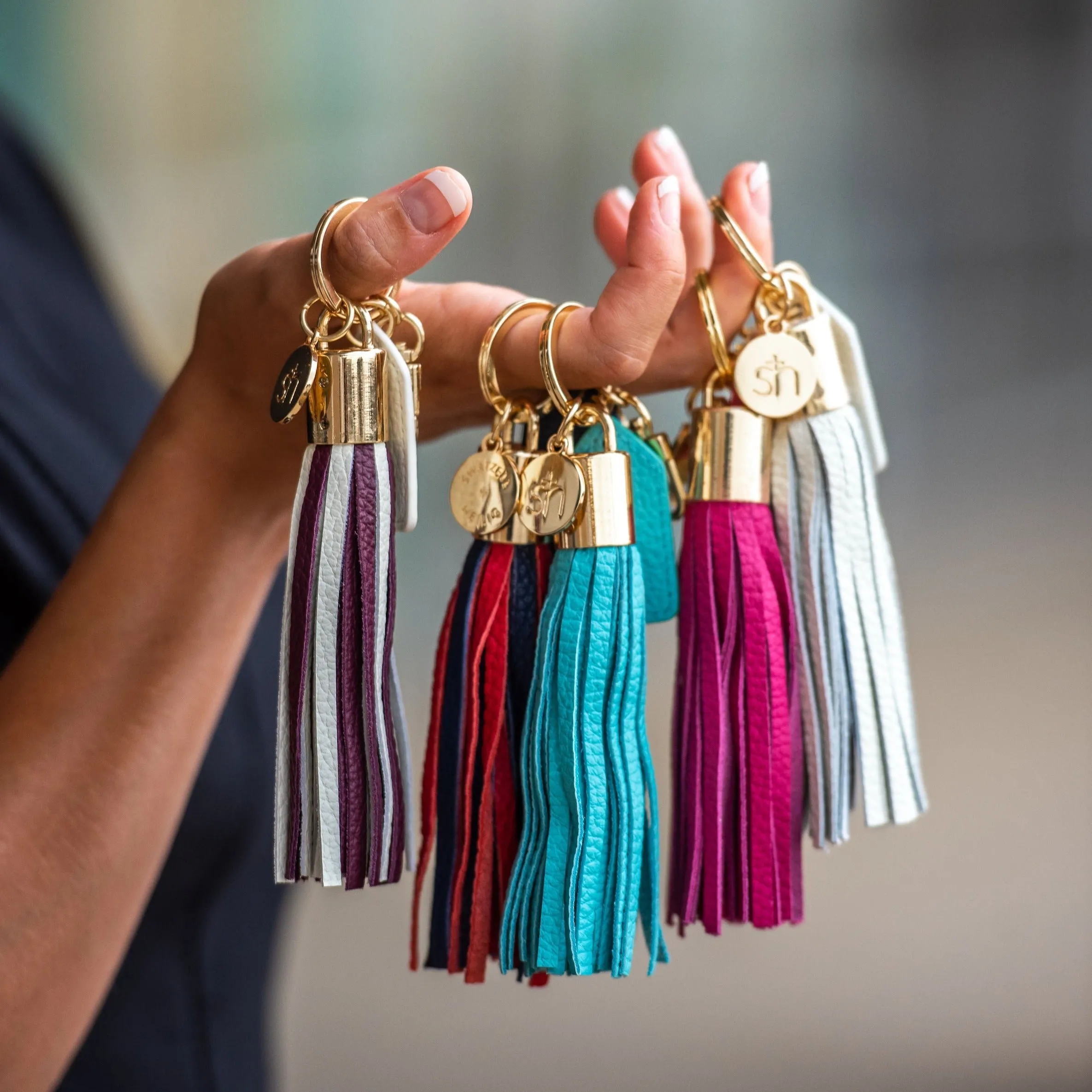 Green & White Tassel Keychain