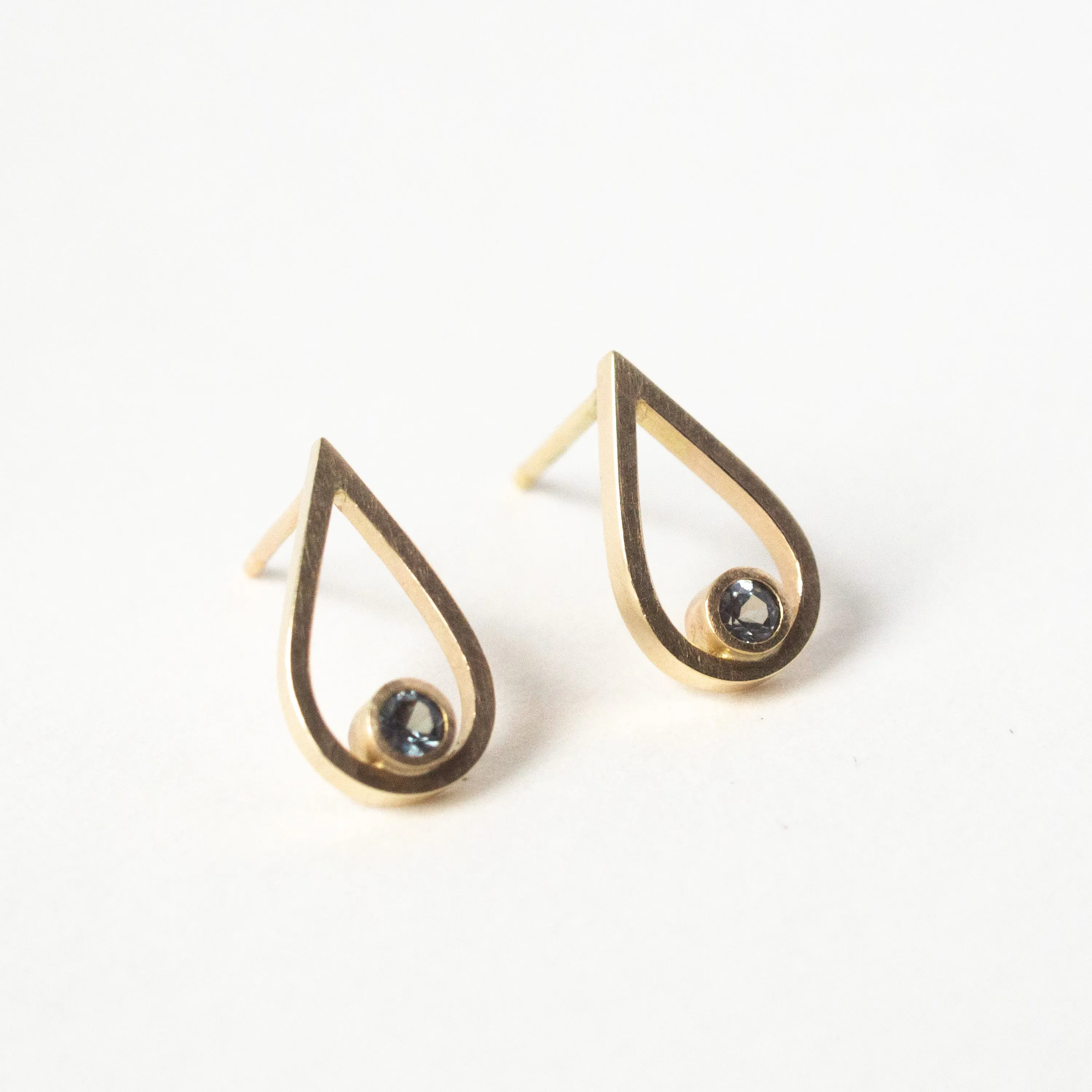 Grey Spinel Gold Drop Studs by Berkeley Brown