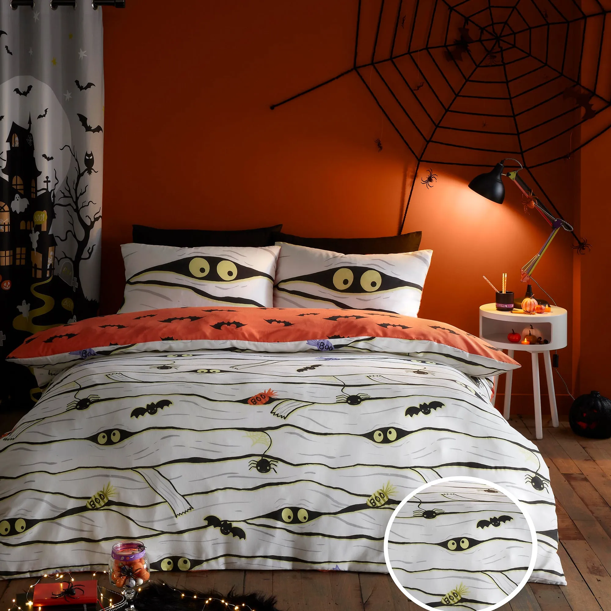 Halloween Mummy Glow in the Dark Duvet Cover Set by Bedlam in White