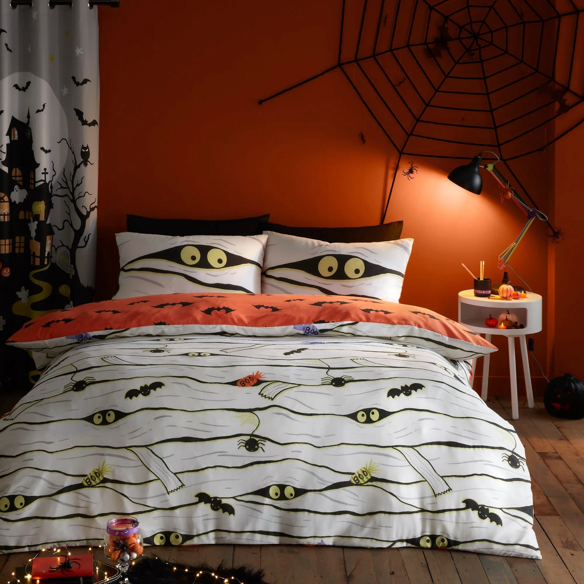 Halloween Mummy Glow in the Dark Duvet Cover Set by Bedlam in White