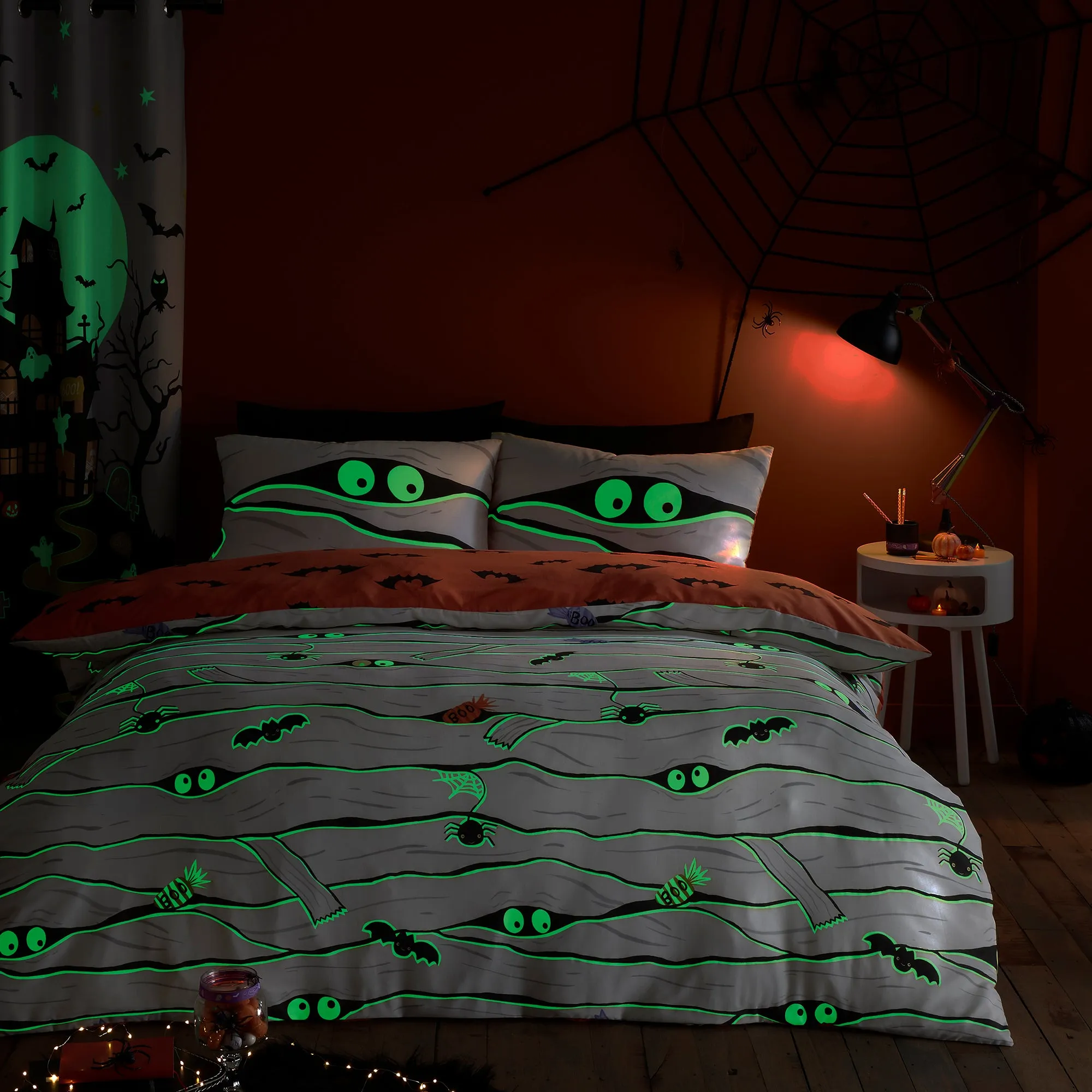 Halloween Mummy Glow in the Dark Duvet Cover Set by Bedlam in White