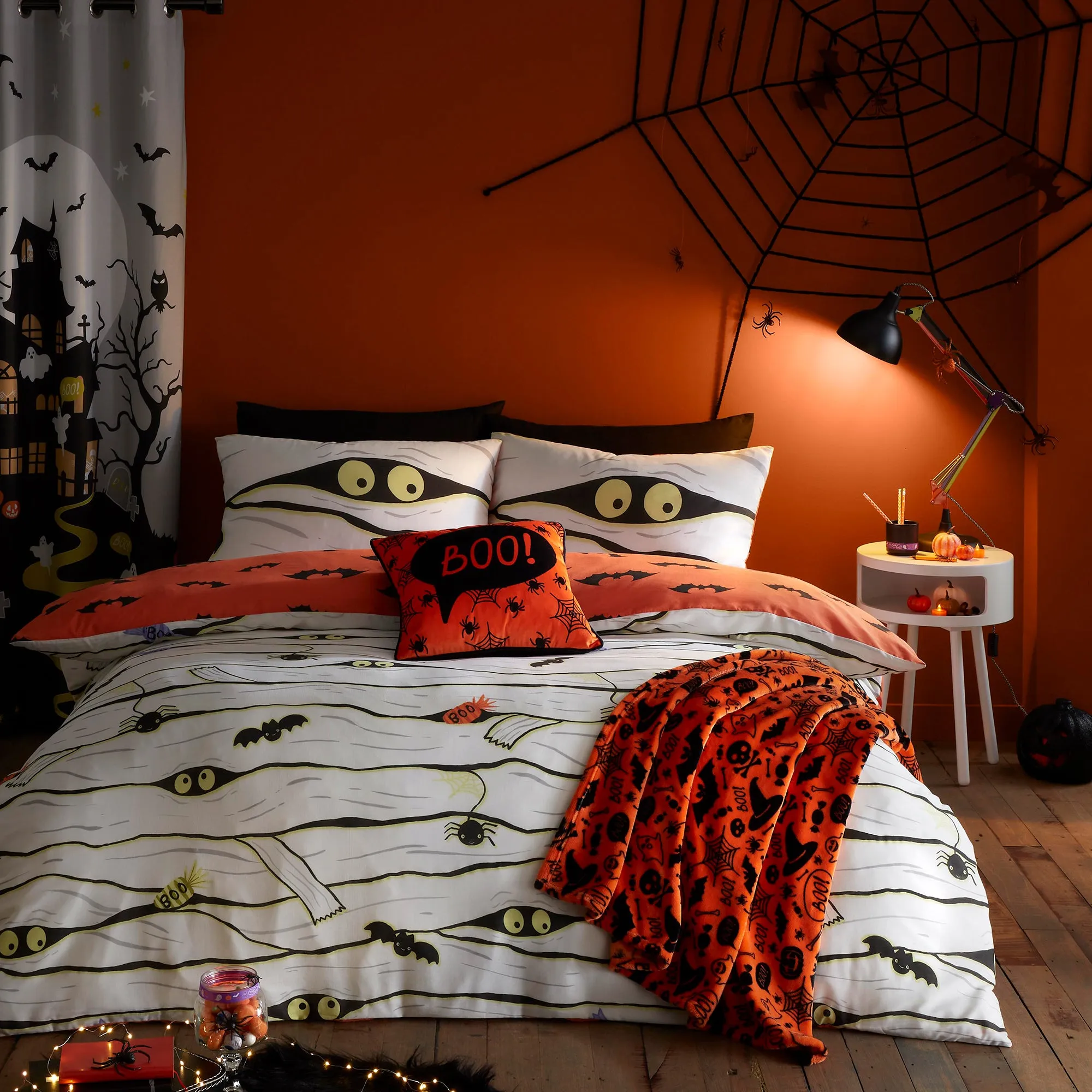 Halloween Mummy Glow in the Dark Duvet Cover Set by Bedlam in White