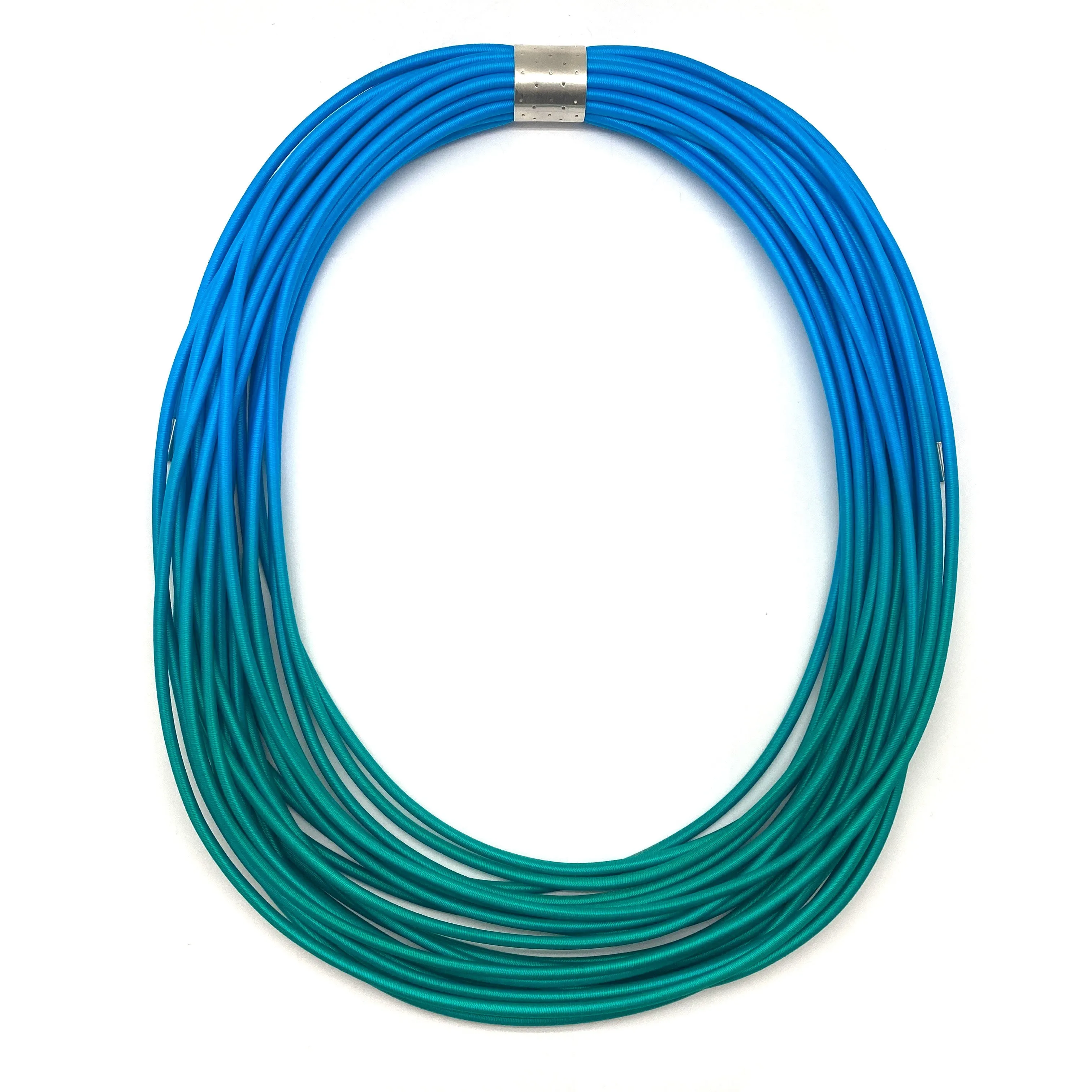 Hand Dyed Blue and Green Coil Necklace