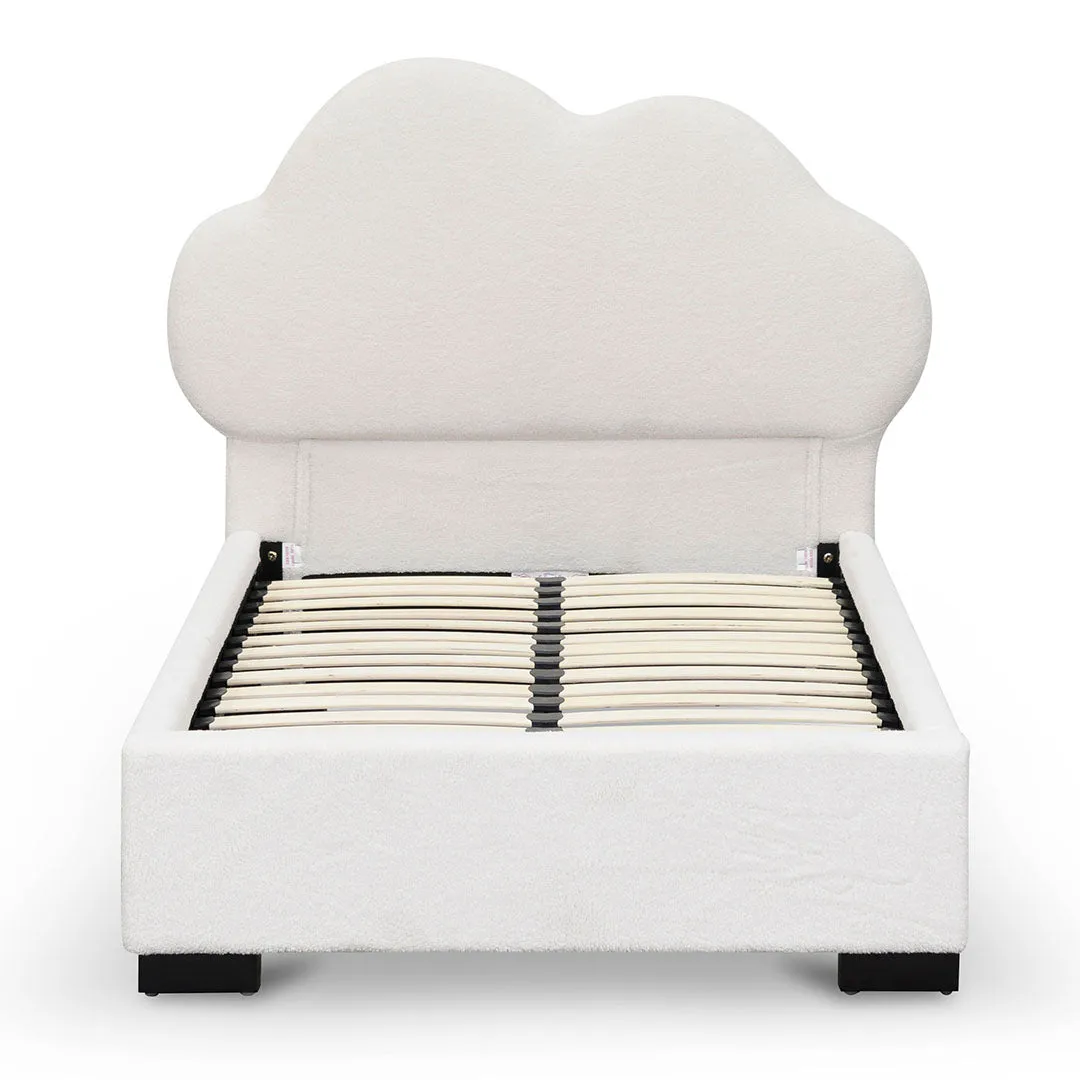 Harrell Single Bed Frame - Beige White Fleece