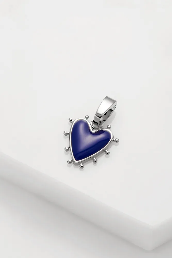 Heart Charm - Blue / Silver