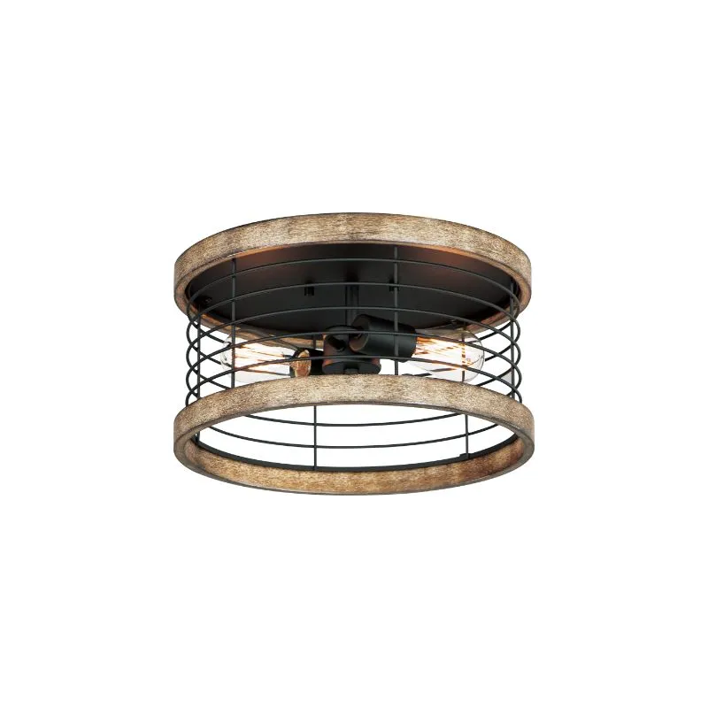 Homestead 15" 2 Light Semi-Flush Mount in Driftwood Black