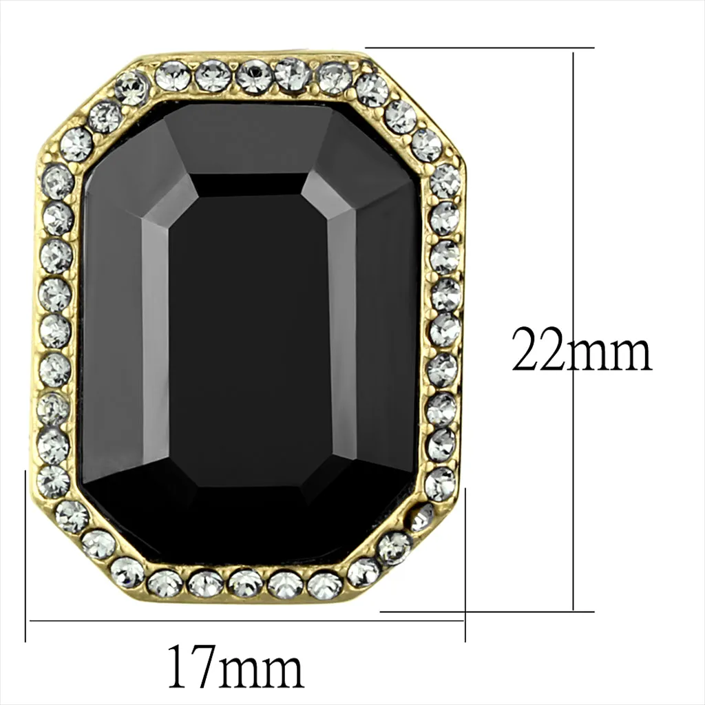 IP Gold(Ion Plating) Stainless Steel Earrings with Top Grade Crystal in Hematite for Women Hematite Stone Color Style TK2378