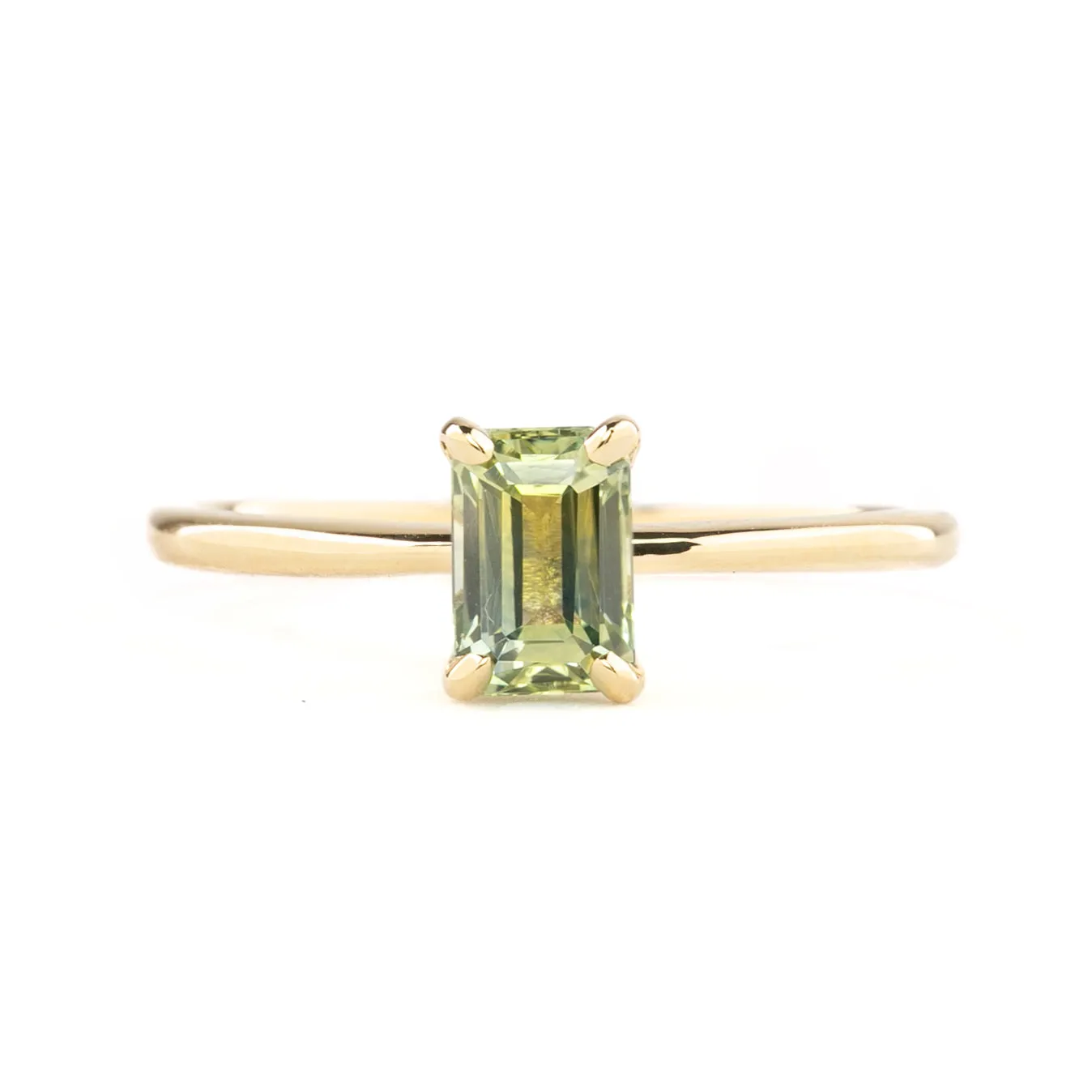 Jane Ring 1.12ct Parti Green Yellow Montana Sapphire, 14k Yellow Gold (One of a kind)