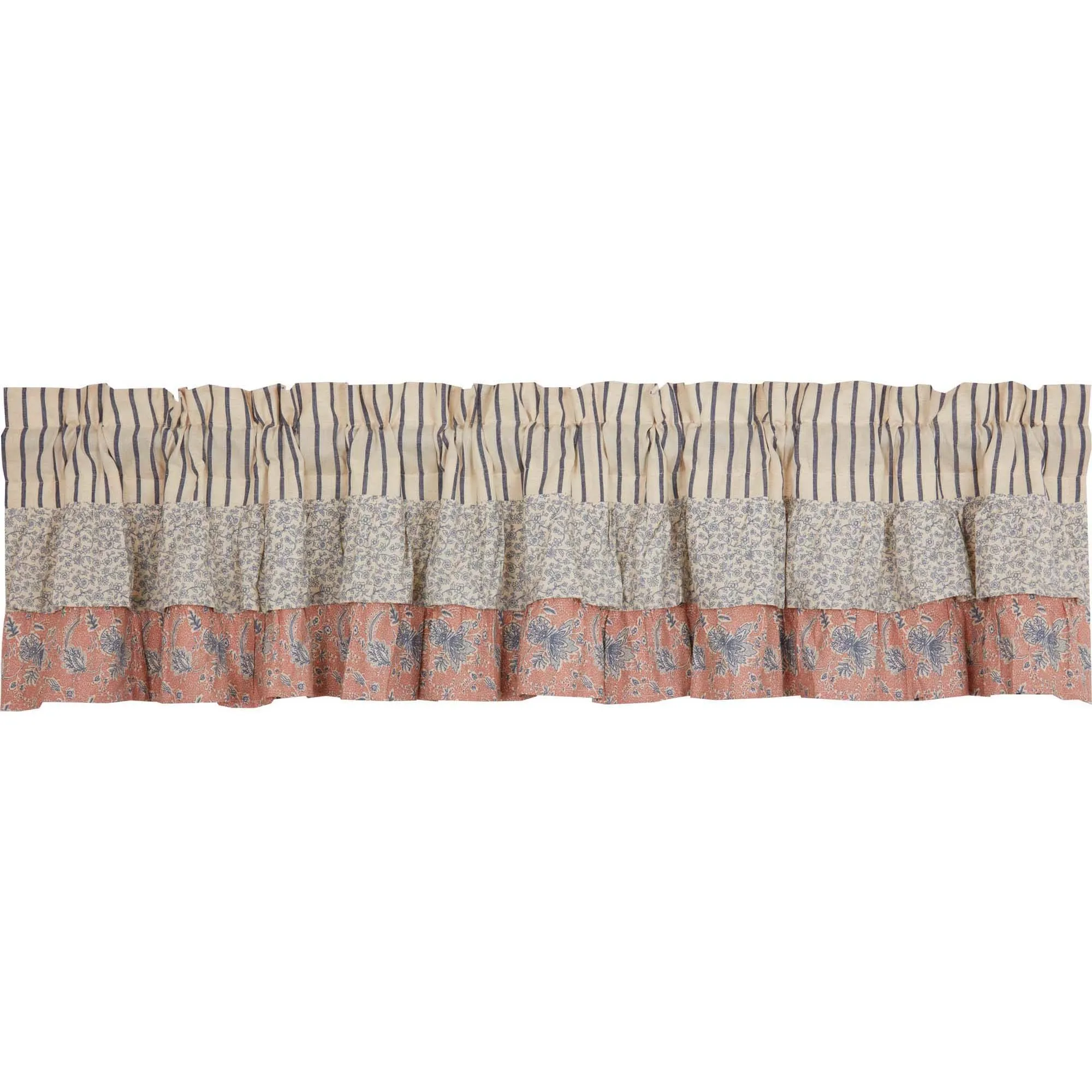 Kaila Blue Stripe Ruffled Lined Valance 90"