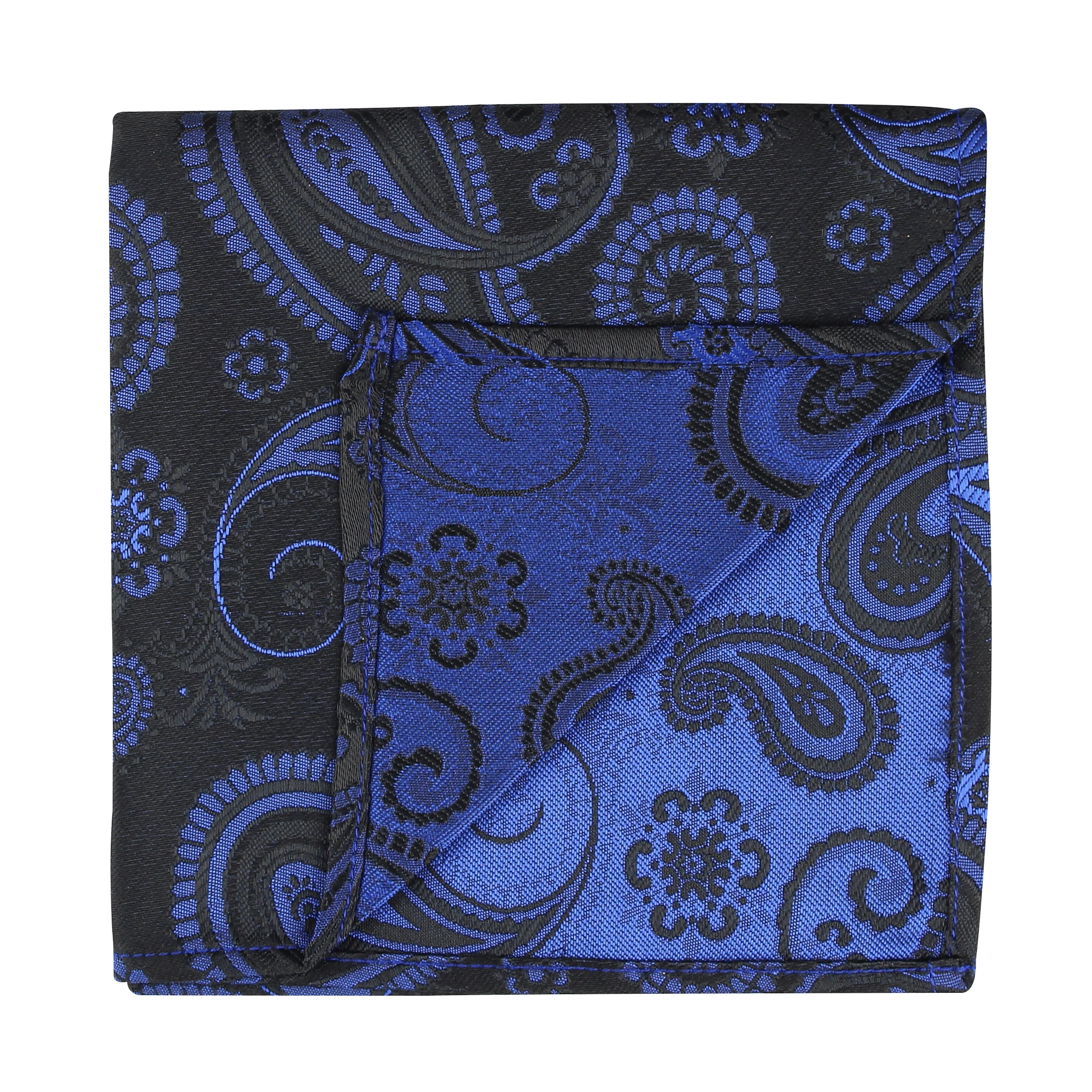 Kovove Elegant Black Paisley Pocket Square For Men