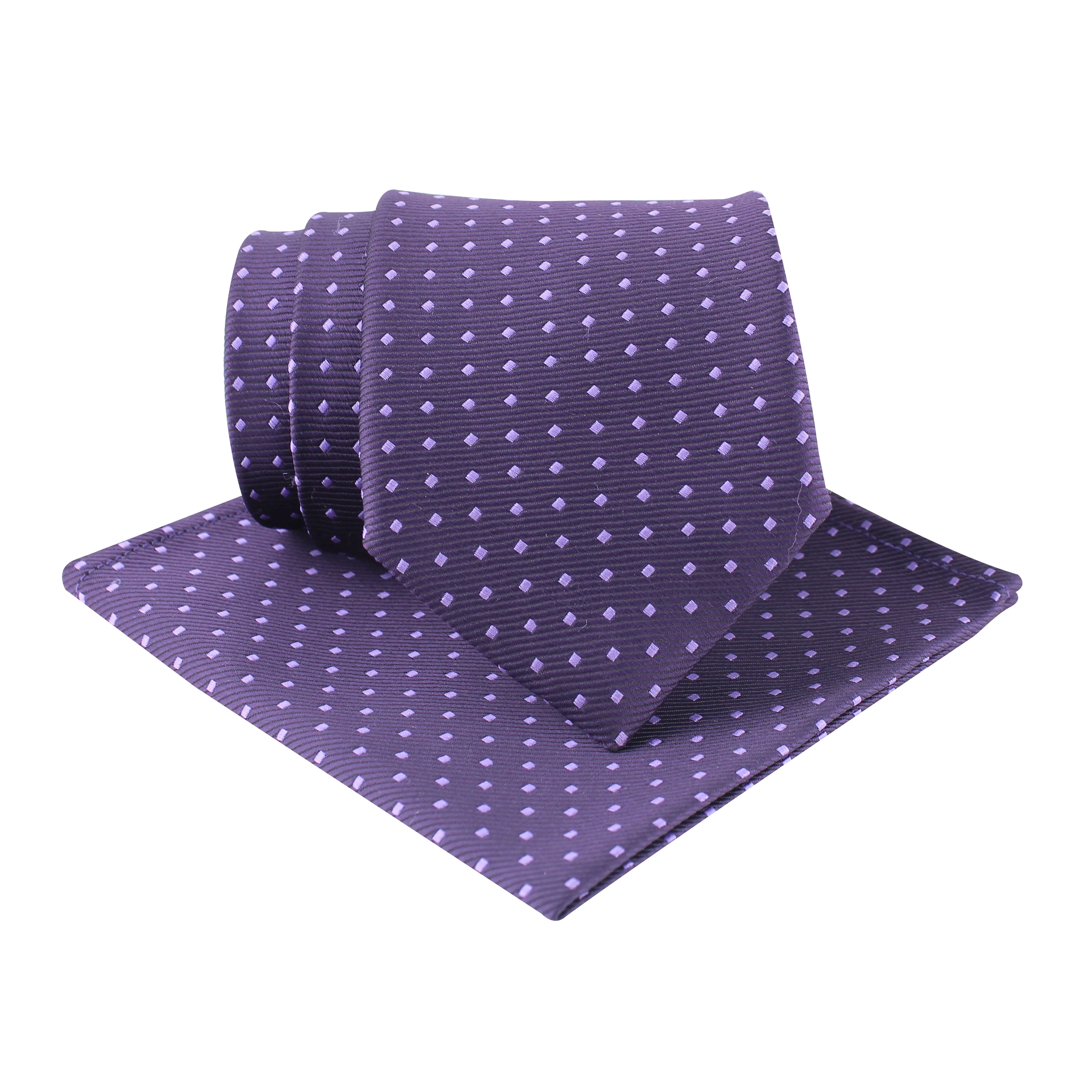 Kovove Purple Polka Dot Necktie and Pocket Square Gift Box