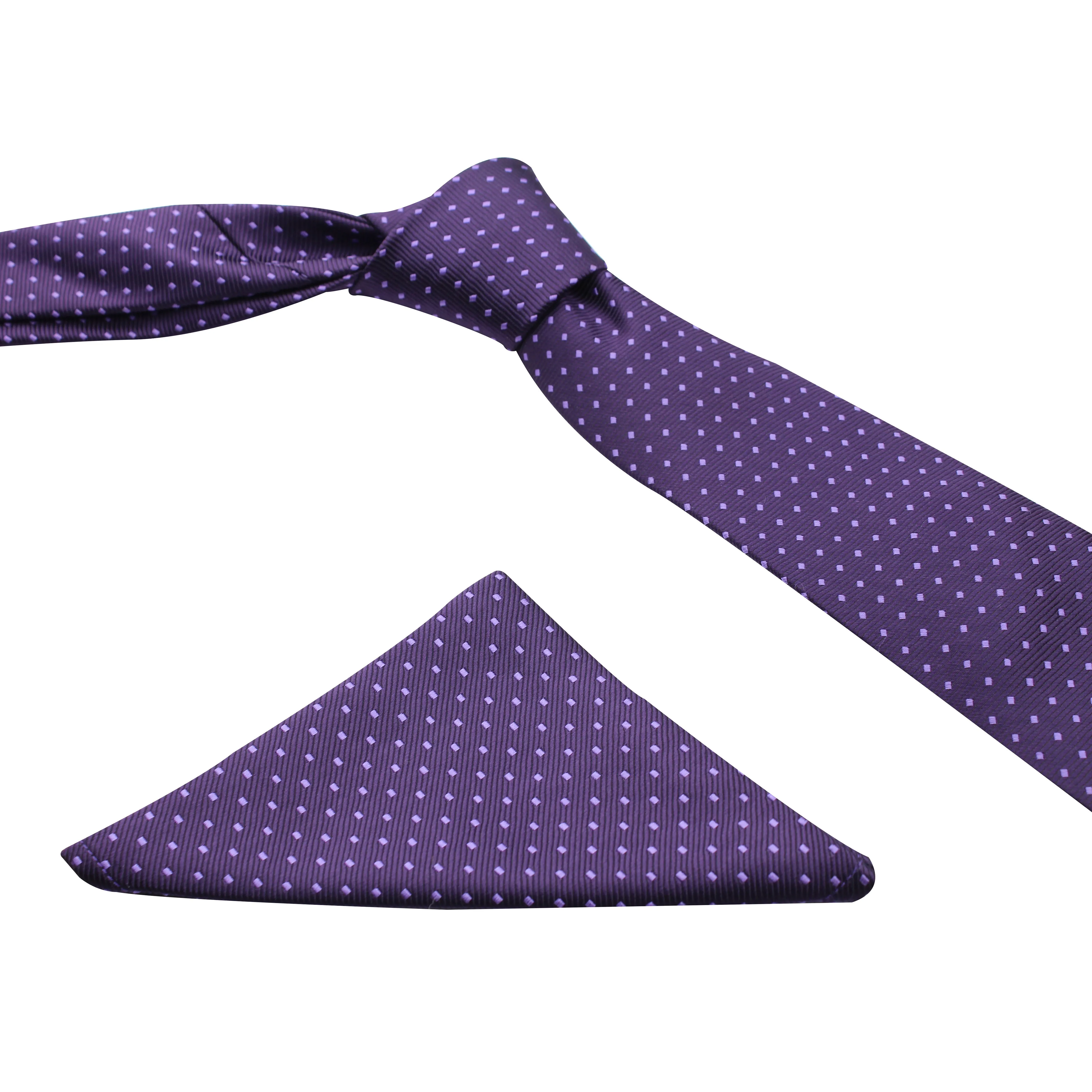 Kovove Purple Polka Dot Necktie and Pocket Square Gift Box