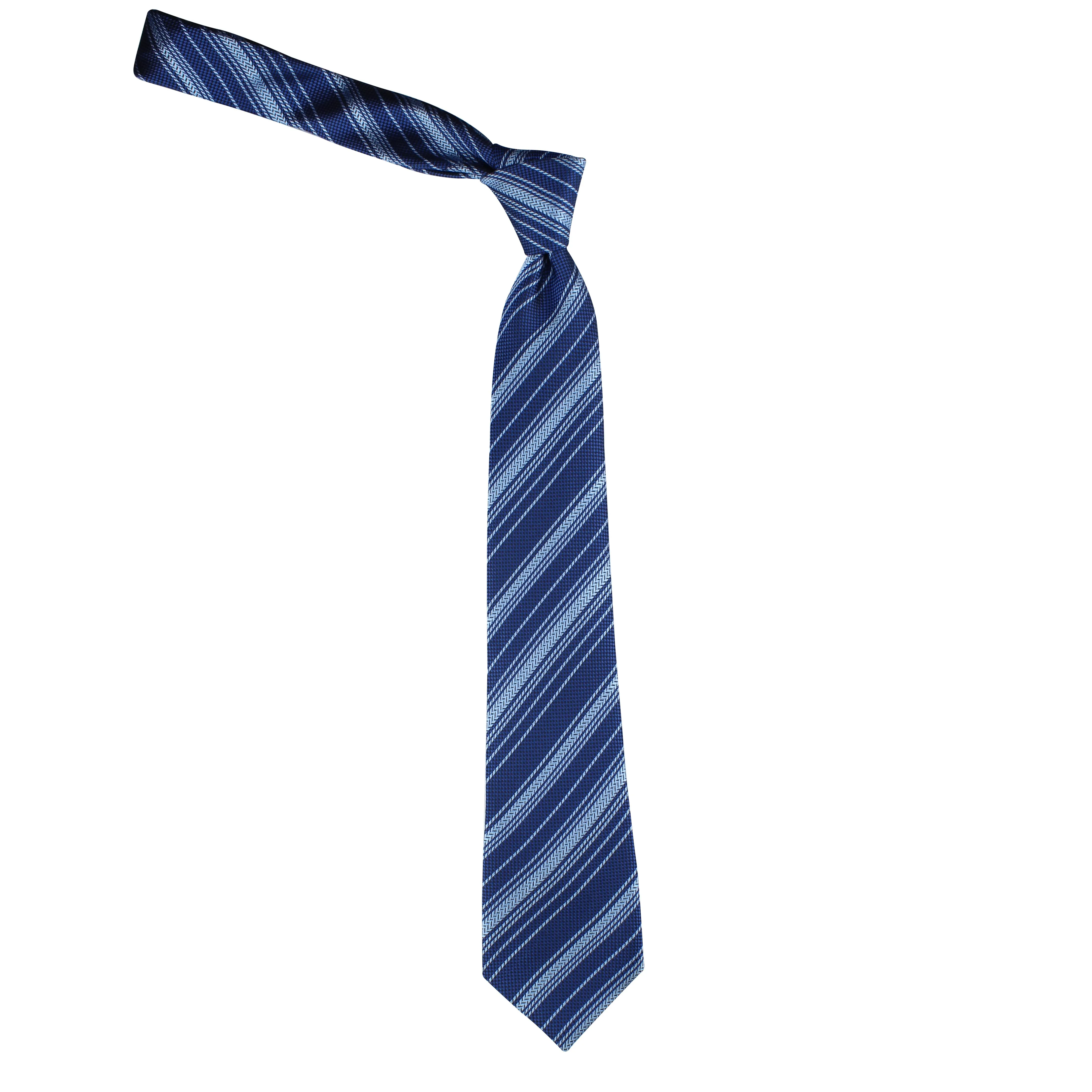 Kovove Soothing Blue Striped Neck Tie For Men