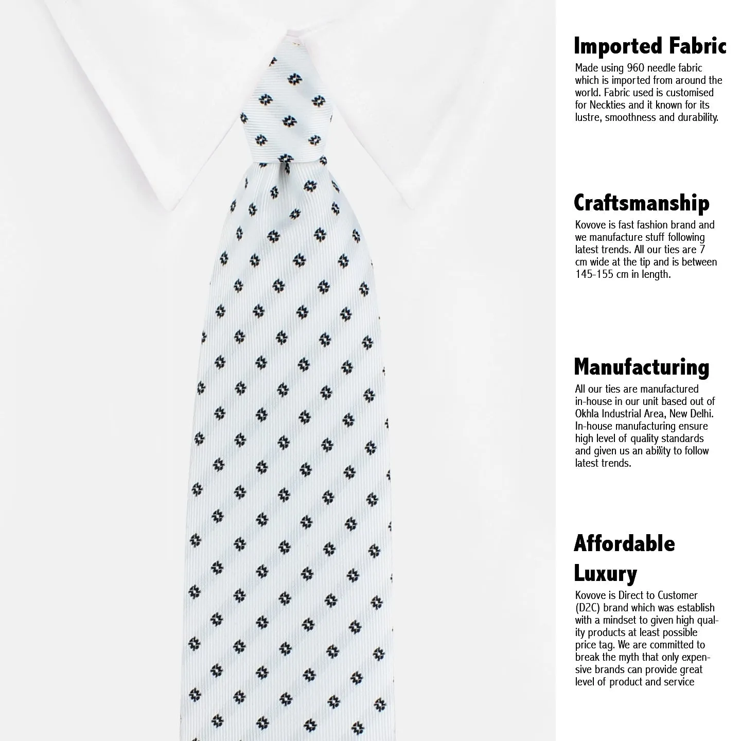 Kovove The Abstract Polka Fusion White Necktie and Pocket Square Gift Box