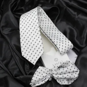 Kovove The Abstract Polka Fusion White Necktie and Pocket Square Gift Box