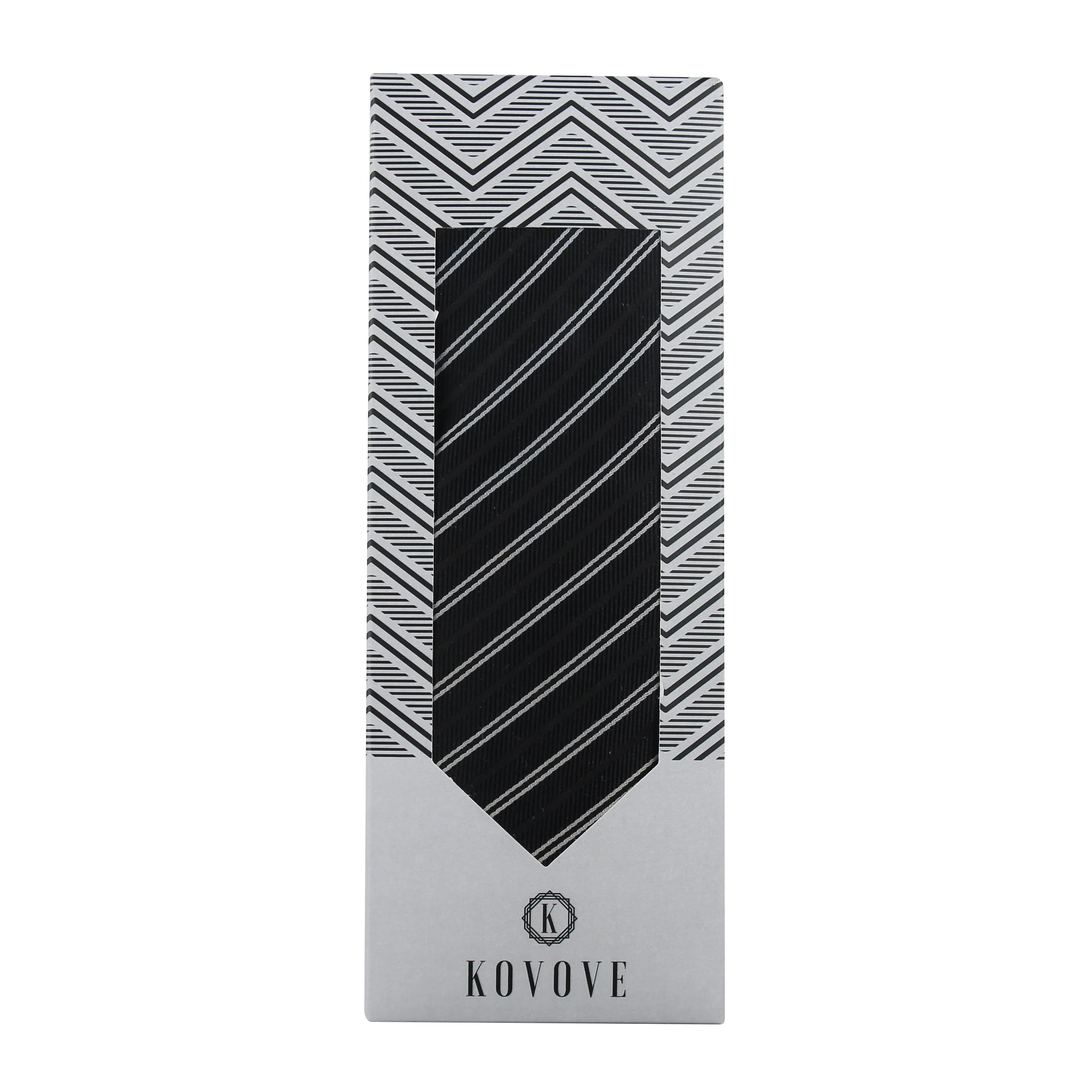 Kovove The Black Treat Striped Neck Tie For Men