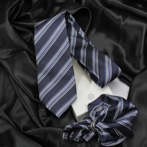 Kovove The Pleasing Striped Maroon Necktie and Pocket Square Gift Box