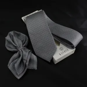 Kovove The Rogue Abstract Dark Grey Necktie and Pocket Square Gift Box