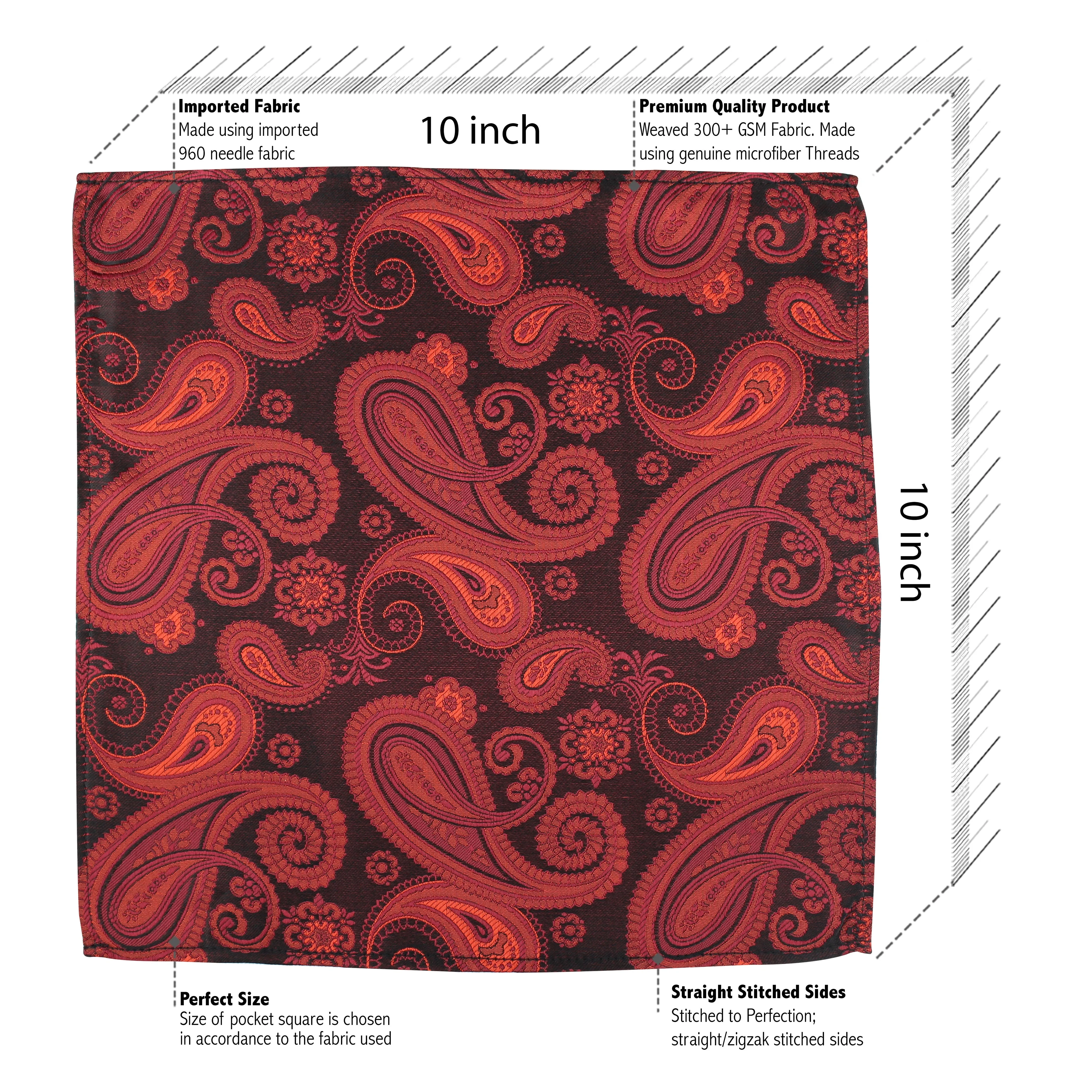 Kovove The Royal Paisley Maroon Necktie and Pocket Square Gift Box