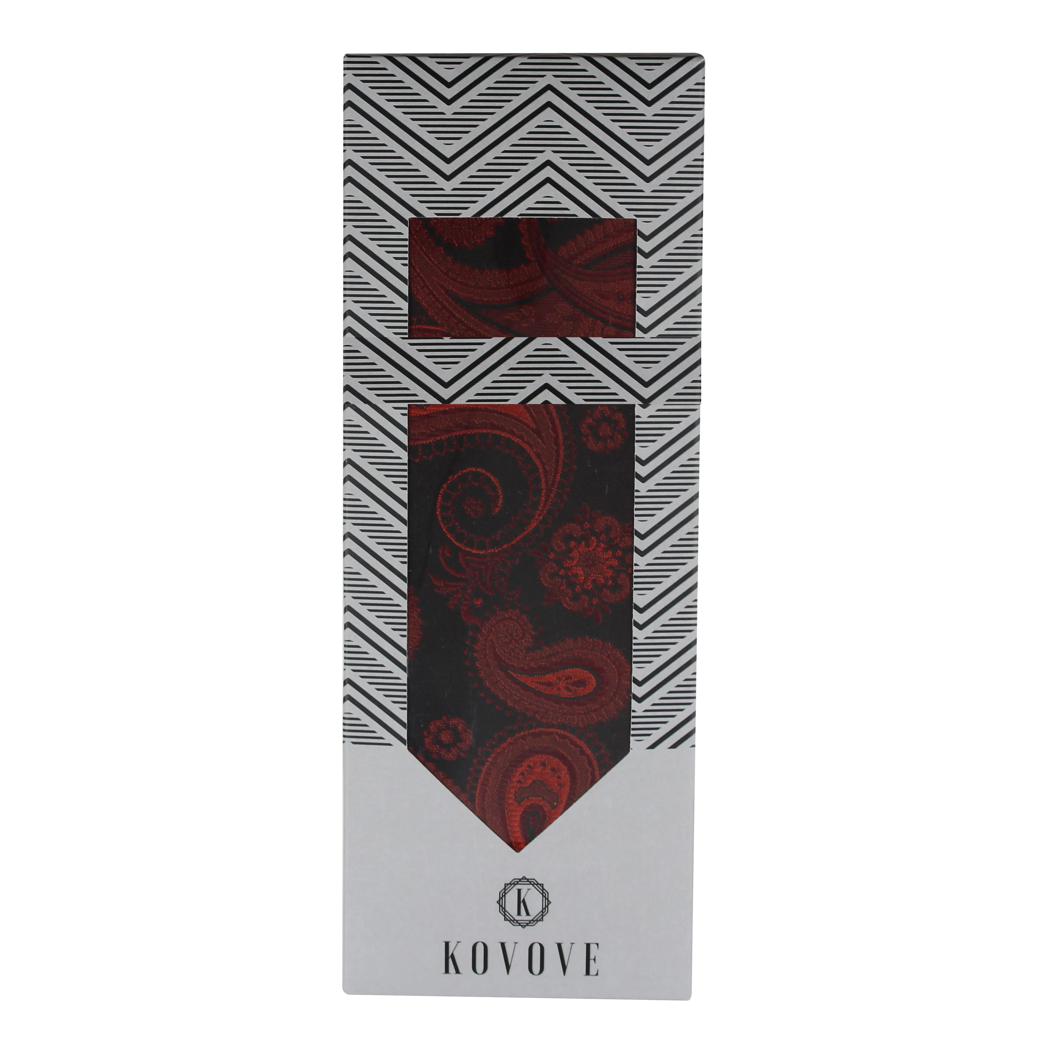 Kovove The Royal Paisley Maroon Necktie and Pocket Square Gift Box