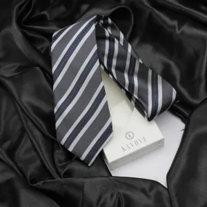 Kovove The Striped Affair Grey Necktie For Men