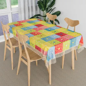 Kuber Industries Dining Table Cover | Kitchen Dining Tablecloth | 4 Seater Center Table Cover | Dining Table Cover for Hall Décor | Check Kitchen Tablecloth | 45x70 | Yellow