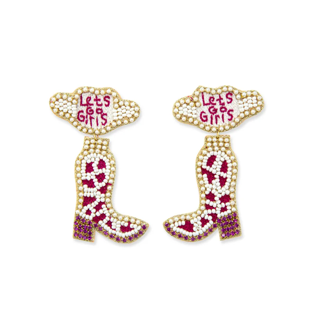 Let’s Go Girls Beaded Boot Earrings