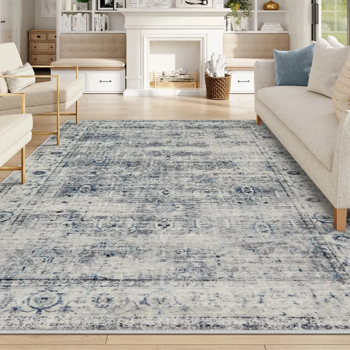 Margot Vintage Distressed Grey/Blue Area Rug