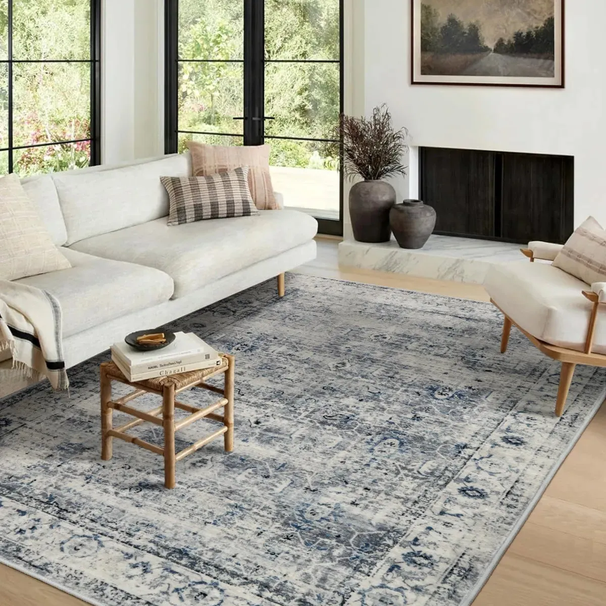 Margot Vintage Distressed Grey/Blue Area Rug