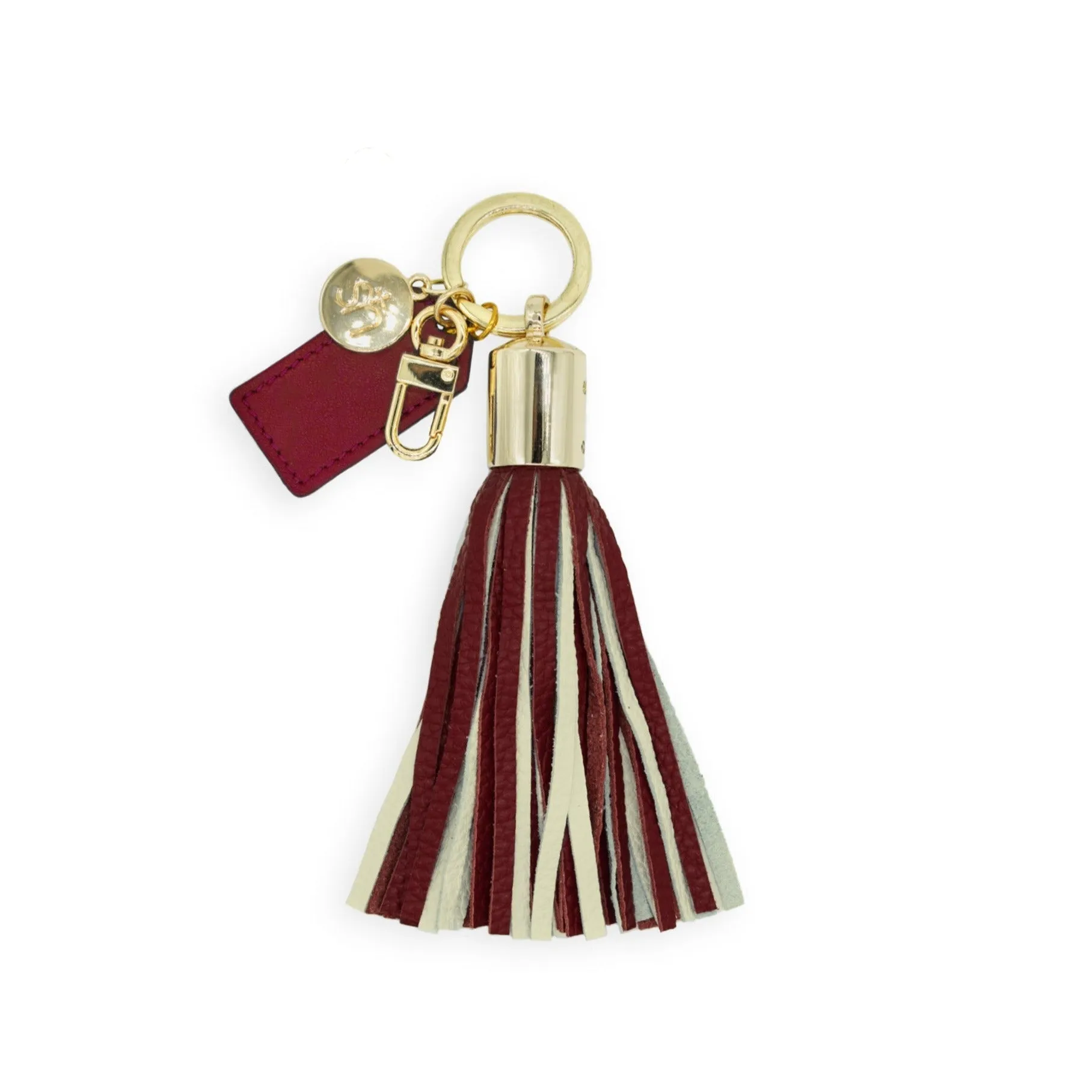 Maroon & White Tassel Keychain