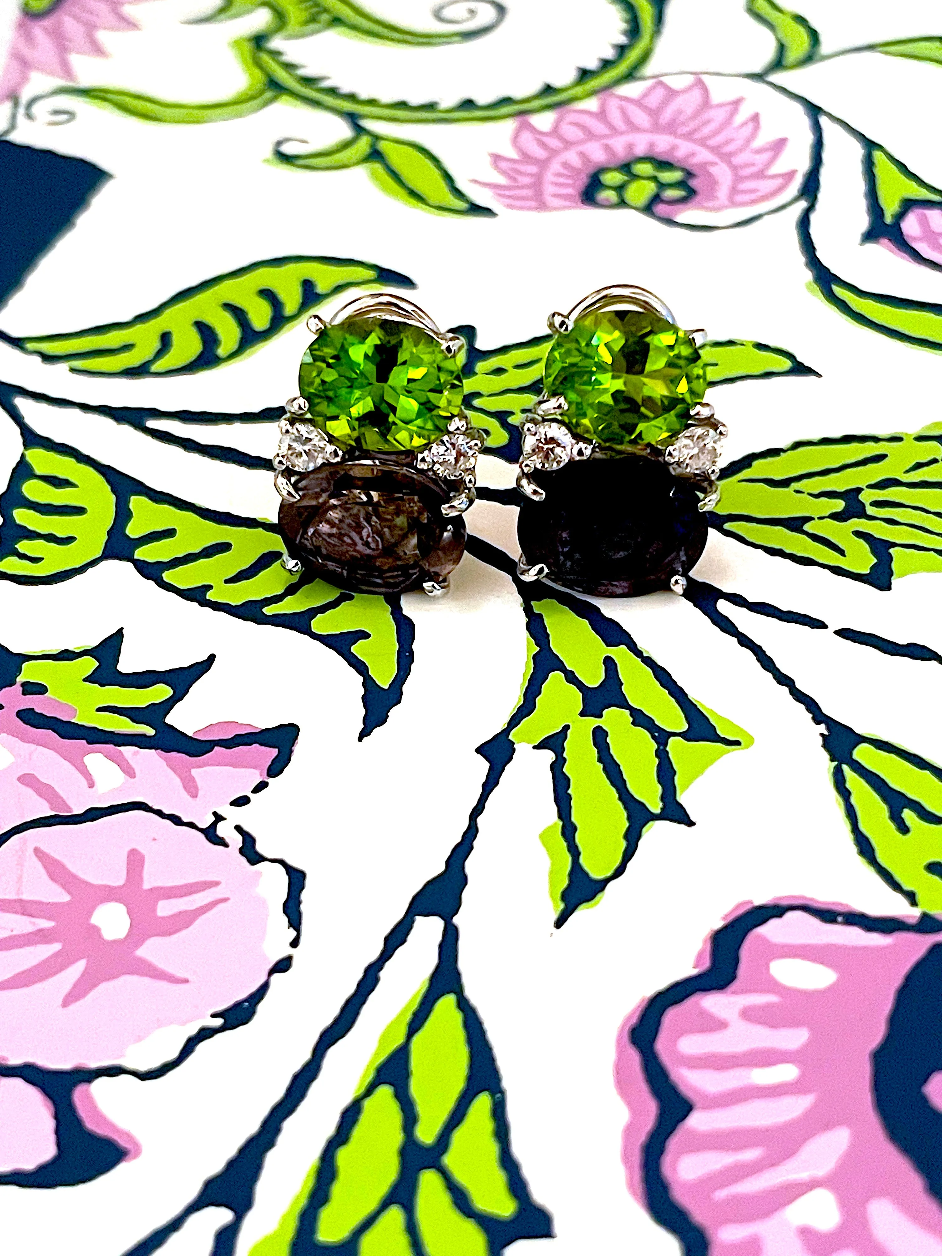 Medium GUM DROP™ Earrings with Peridot and Iolite and Diamonds