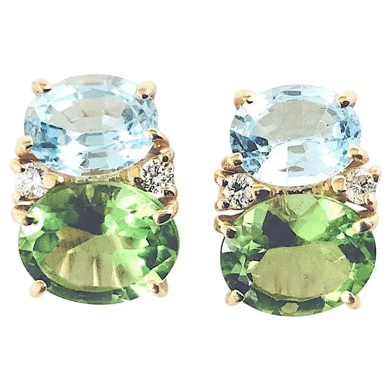 Medium GUM DROP™ Earrings with Peridot and Iolite and Diamonds