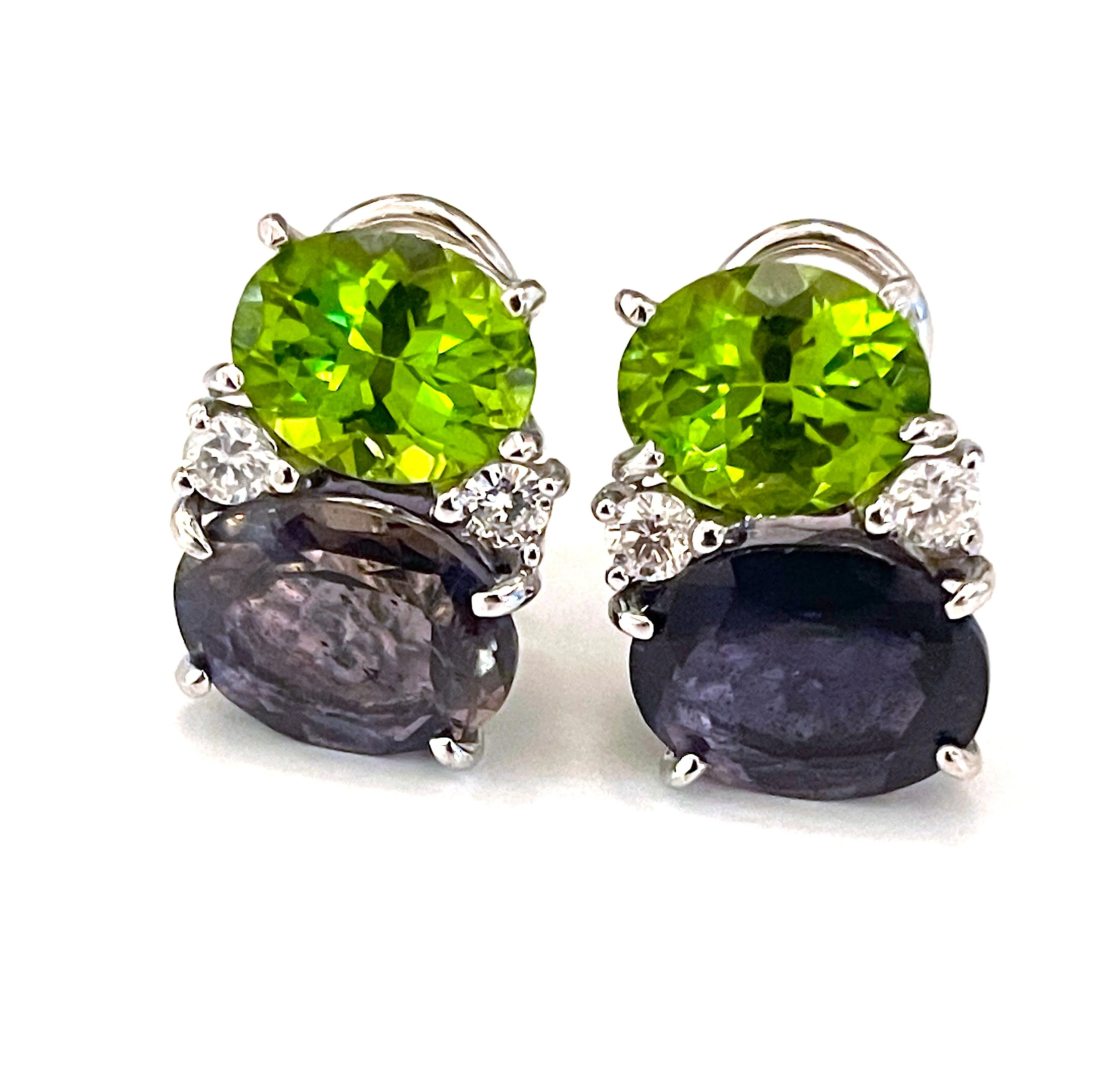 Medium GUM DROP™ Earrings with Peridot and Iolite and Diamonds