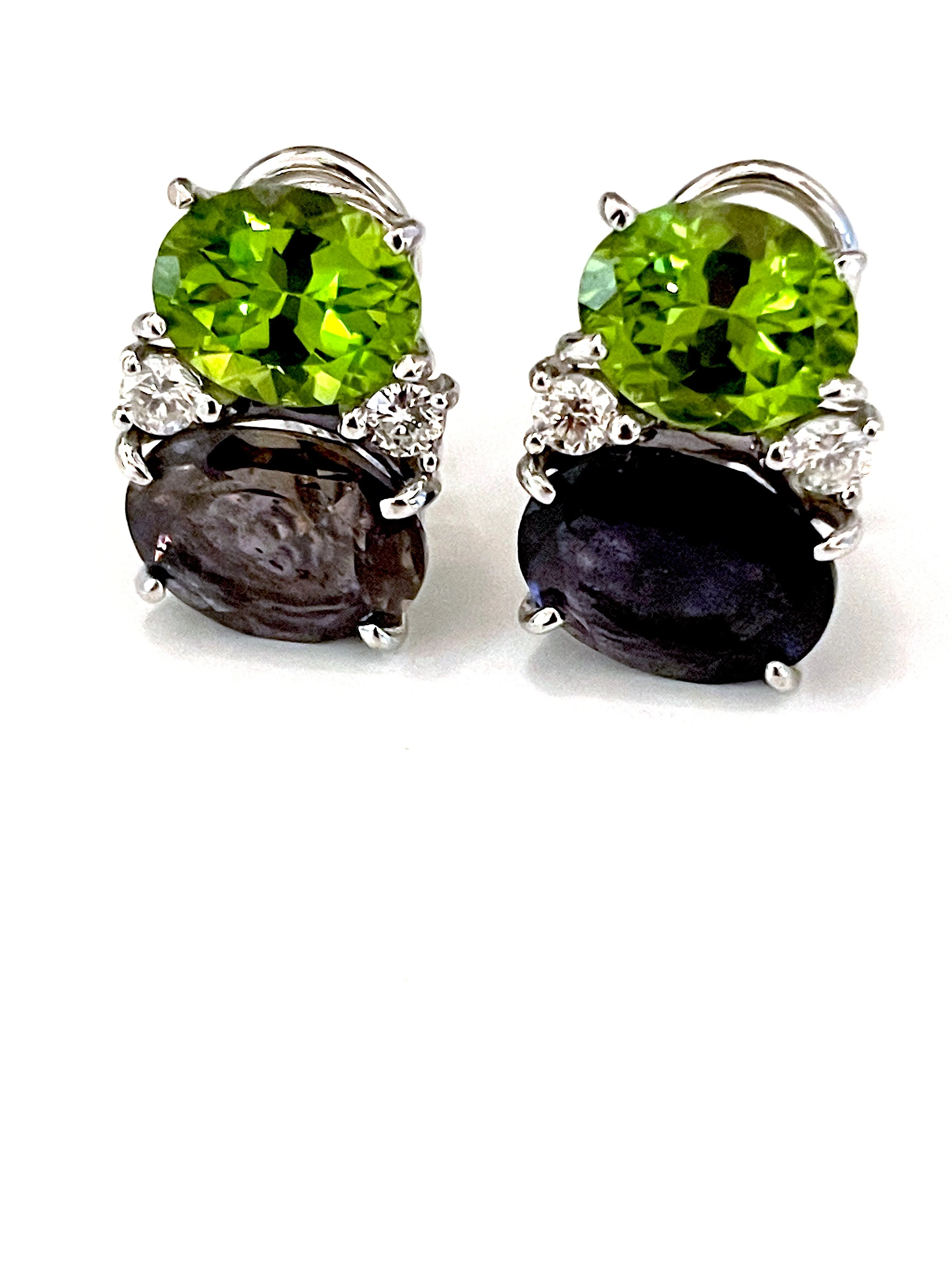 Medium GUM DROP™ Earrings with Peridot and Iolite and Diamonds