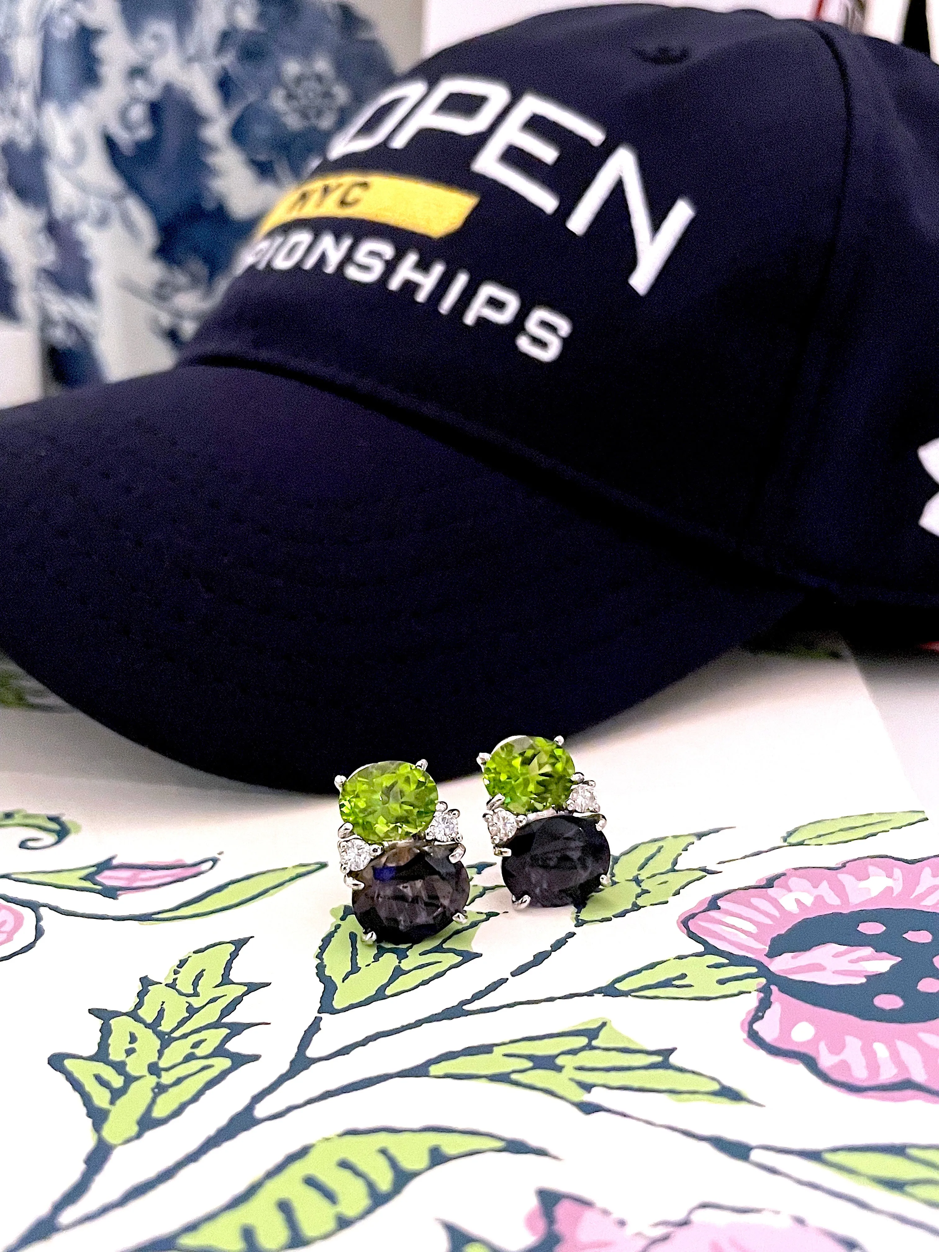 Medium GUM DROP™ Earrings with Peridot and Iolite and Diamonds