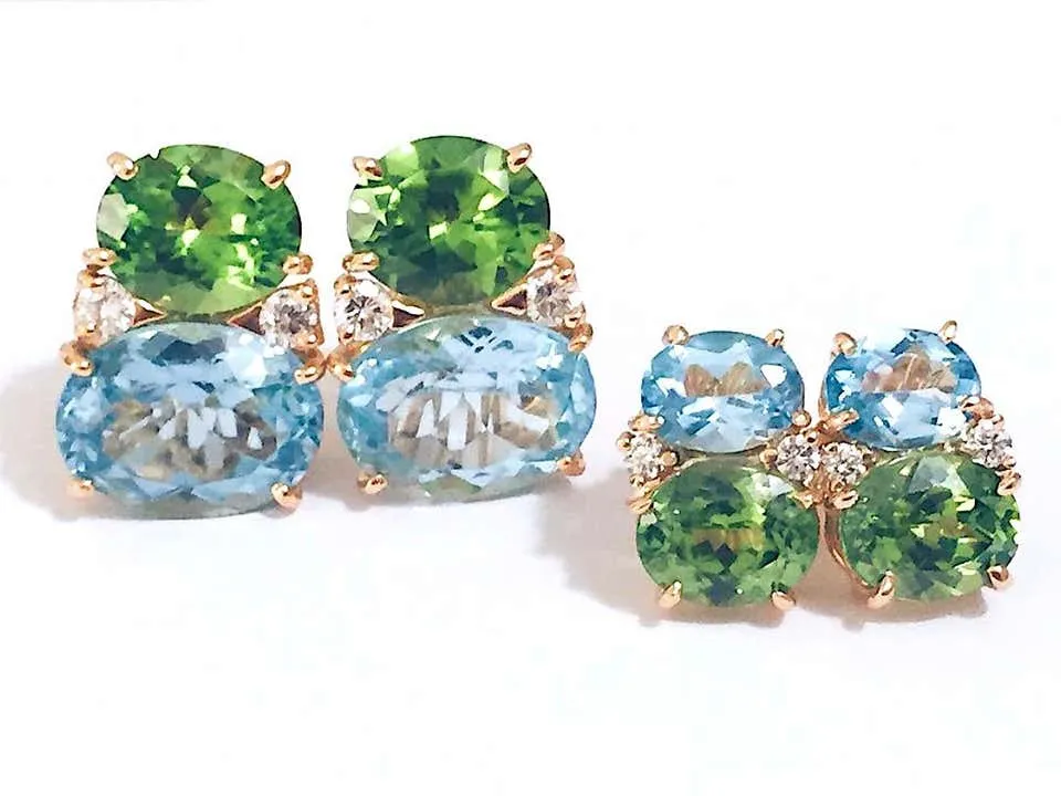 Medium GUM DROP™ Earrings with Peridot and Iolite and Diamonds