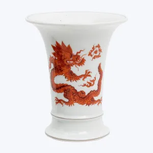 Meissen Porcelain and Red Fire Breathing Dragon Vase