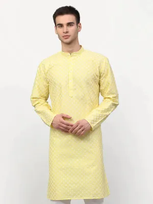 Men Yellow Chikankari Kurta Only