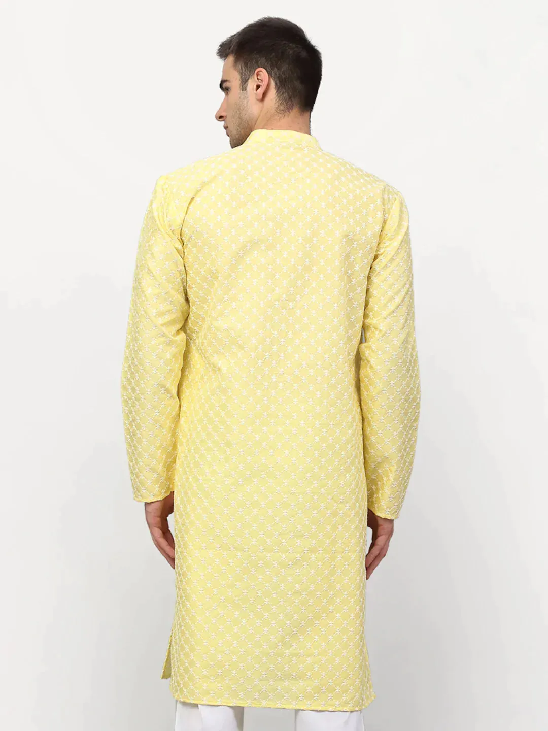 Men Yellow Chikankari Kurta Only