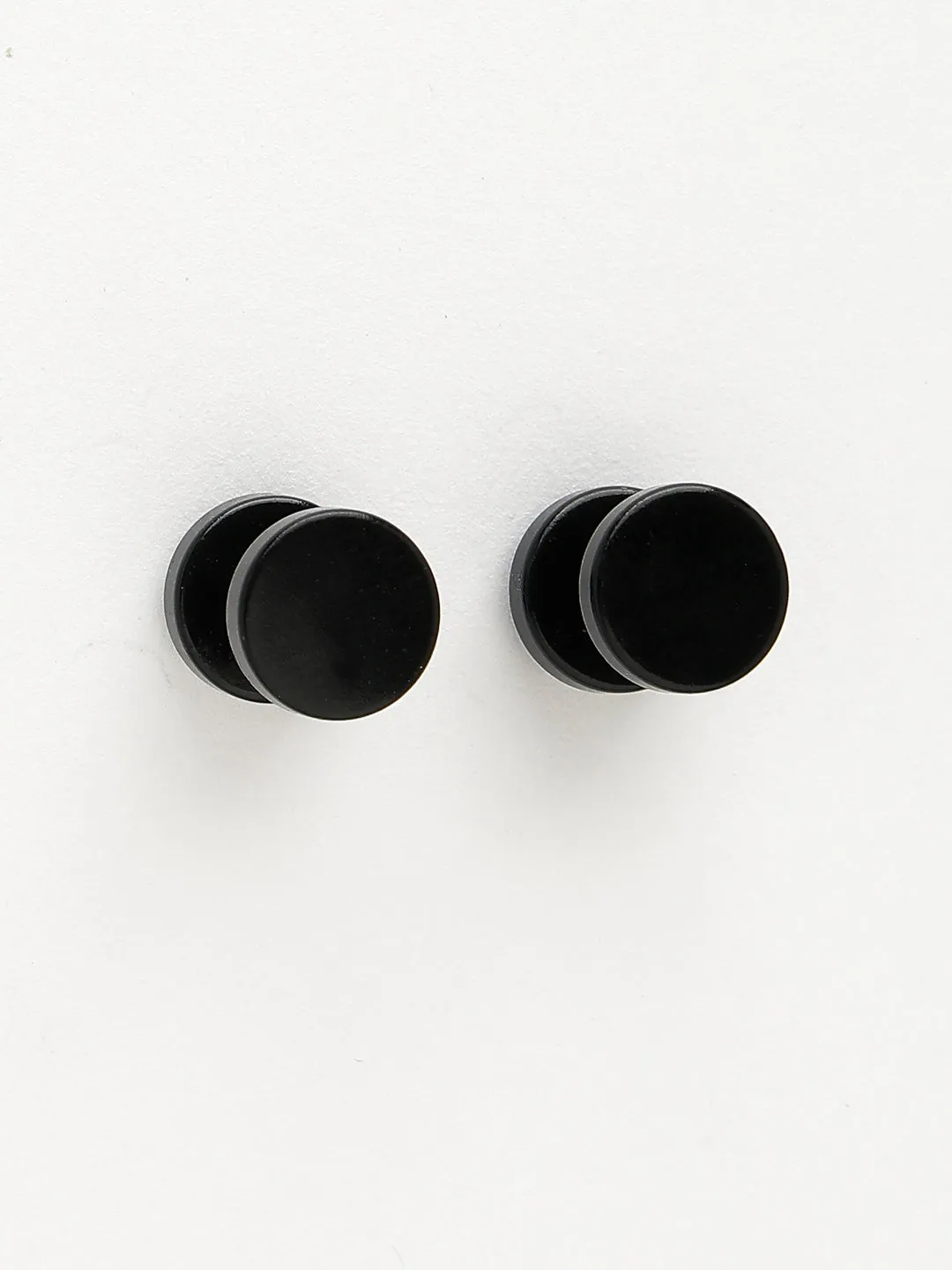 Men's Black Rhodium-Plated Metal Studs Earring - NVR