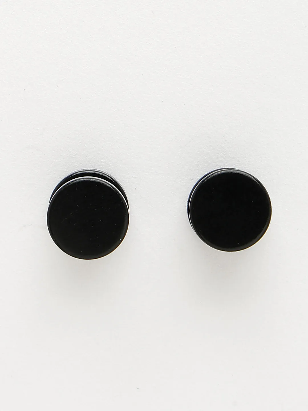 Men's Black Rhodium-Plated Metal Studs Earring - NVR