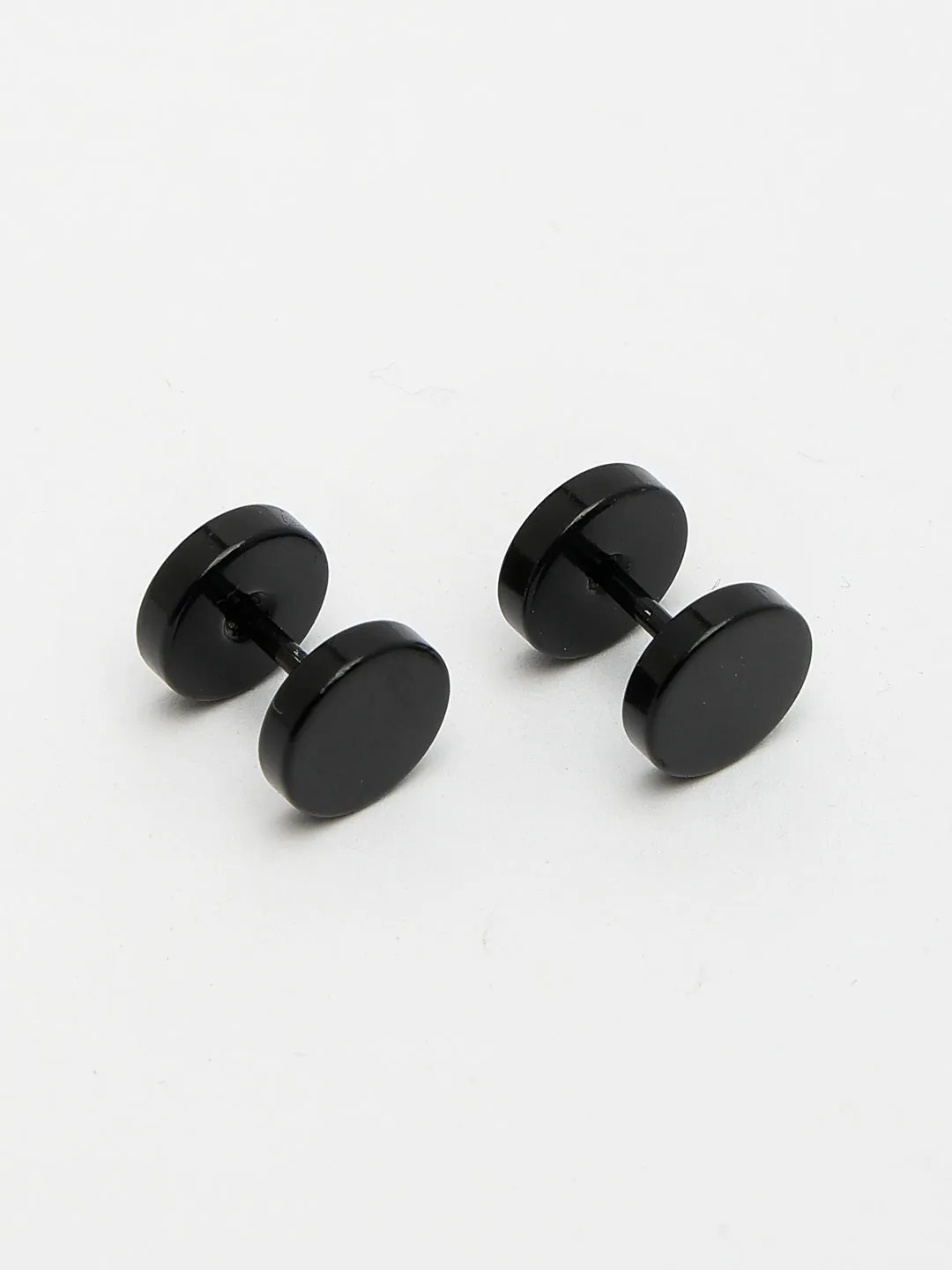 Men's Black Rhodium-Plated Metal Studs Earring - NVR