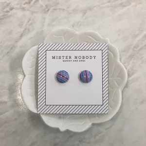 'MISTER NOBODY' Earring - Purple & Blue Stripes