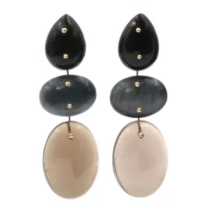 Mobile Earrings Onyx Chrysoberyl Smoky Quartz