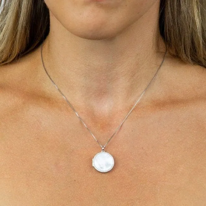 Mother Of Pearl Pave Locket Pendant P4897W