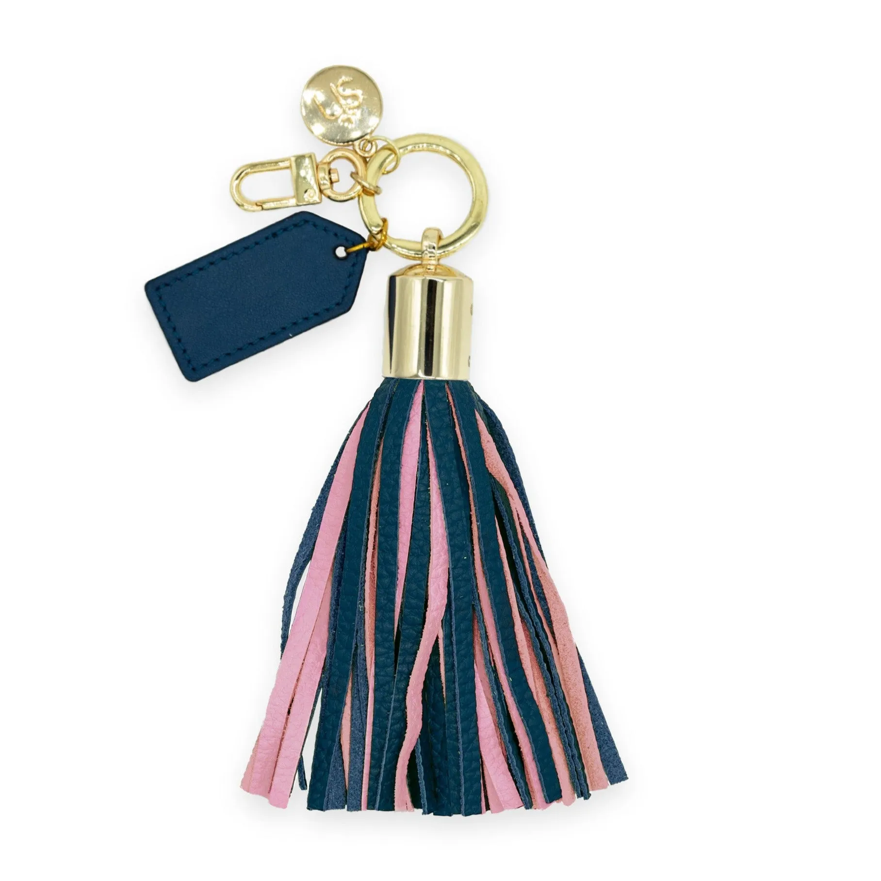 Navy & Pink Tassel Keychain